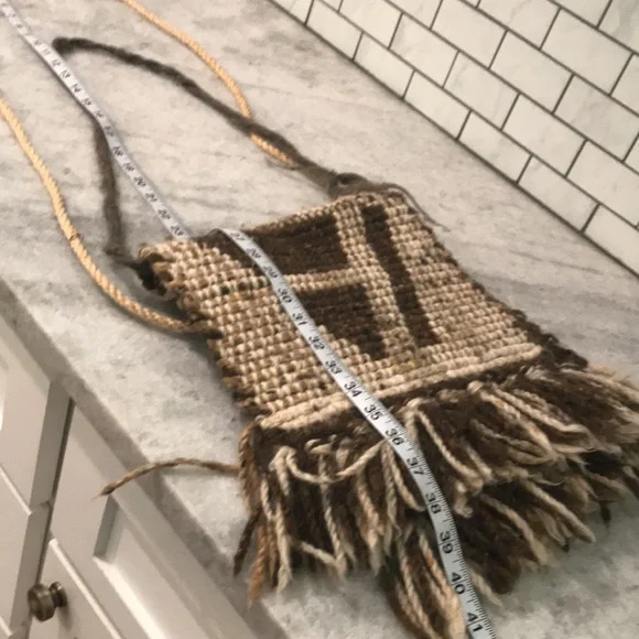 Southwestern Shoulder Bag Womens Tan Brown Handwoven Fringe Woven Southwestern - Picture 4 of 9